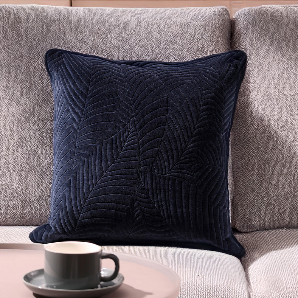 Elm Quilted Cushion Cover 45x45cm - Navy Blue - Image 2