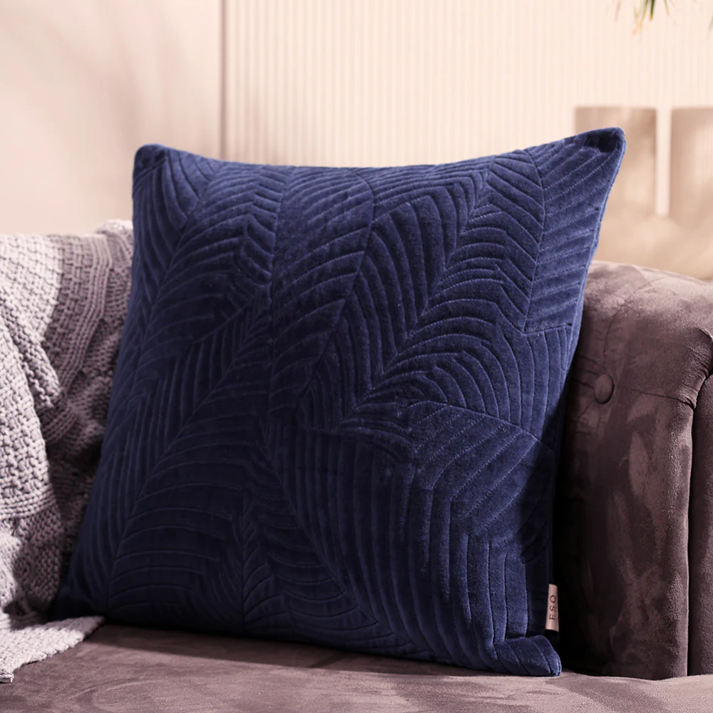 Elm Quilted Cushion Cover 45x45cm - Navy Blue - Image 4