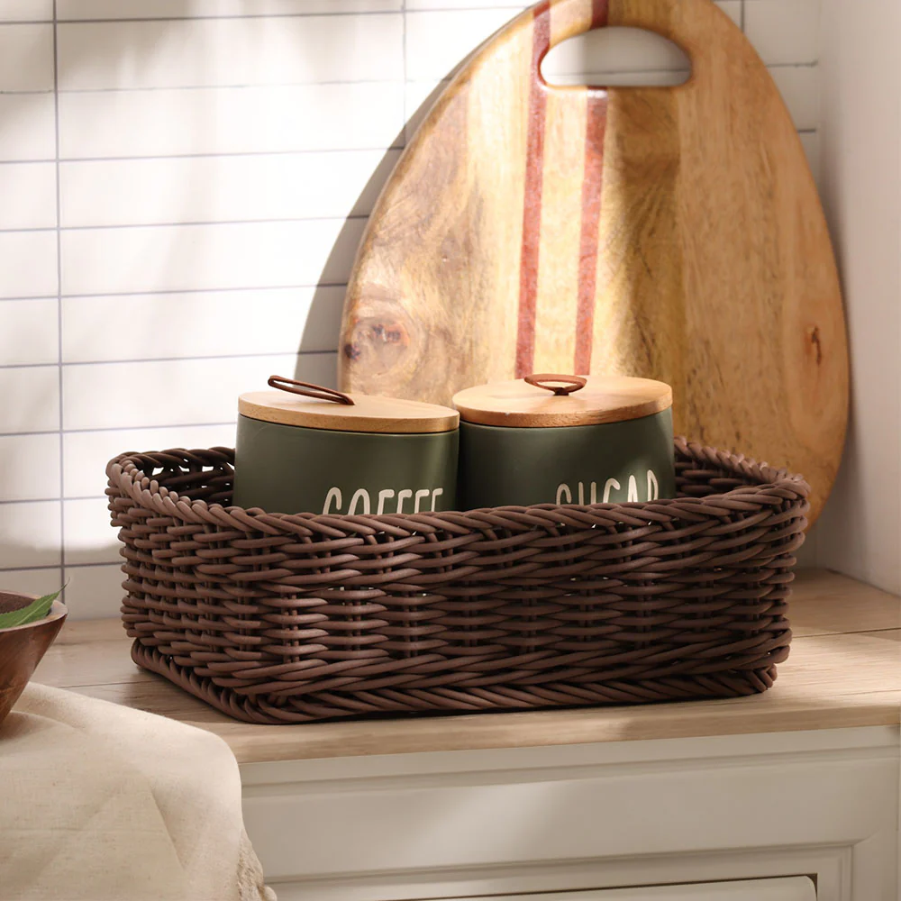 Elsa Rectangular Basket Medium - Dark Brown - Image 2