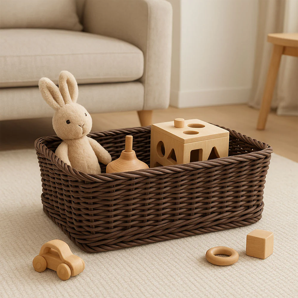 Elsa Rectangular Basket Medium - Dark Brown - Image 7