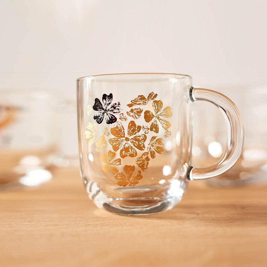 Emozione Glass Mug 400ml - Flower Heart