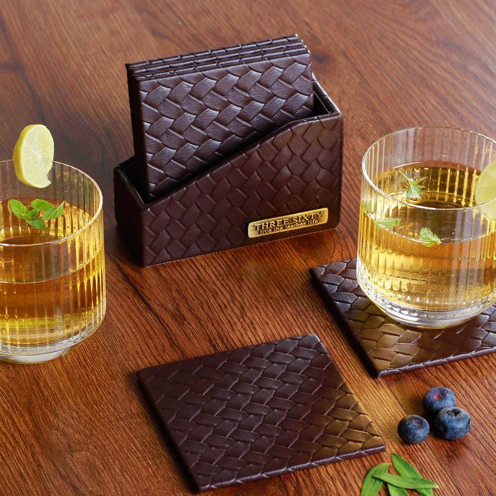 Entwine Coasters, Set of 6 - Brown