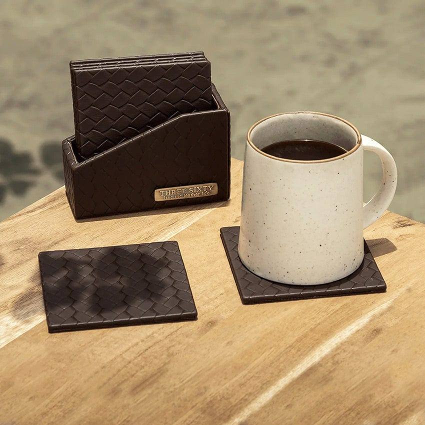 Entwine Coasters, Set of 6 - Brown - Image 3