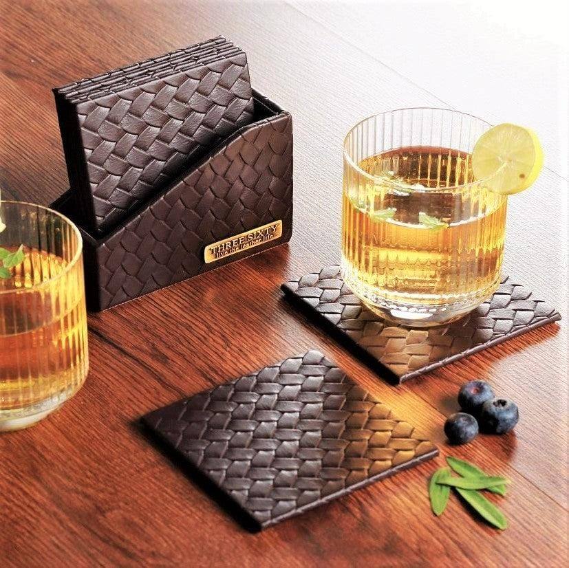 Entwine Coasters, Set of 6 - Brown - Image 6