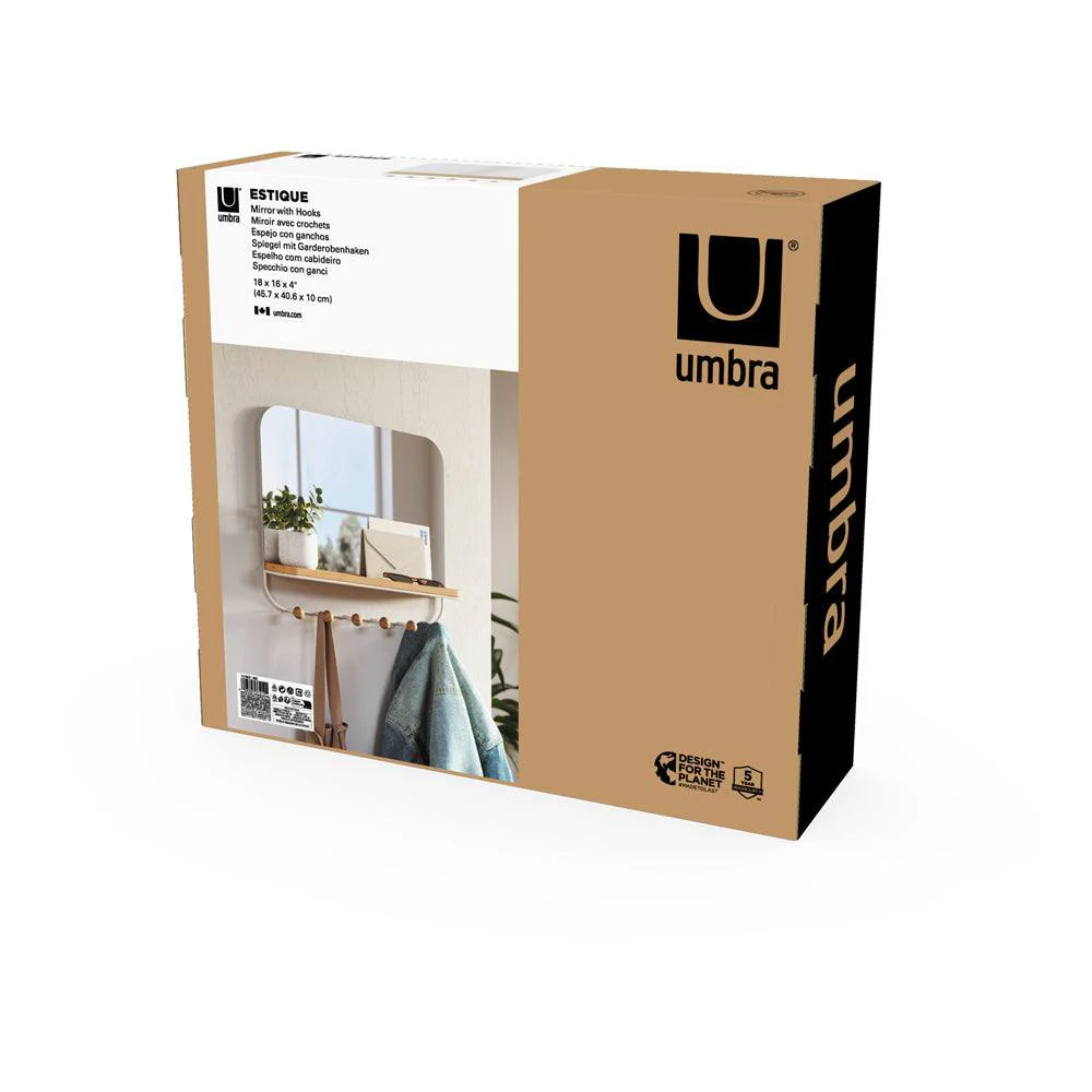 Estique Mirror with Hooks - White - Image 12