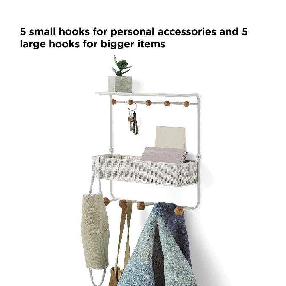 Estique Wall Shelf With Hooks - White - Image 6