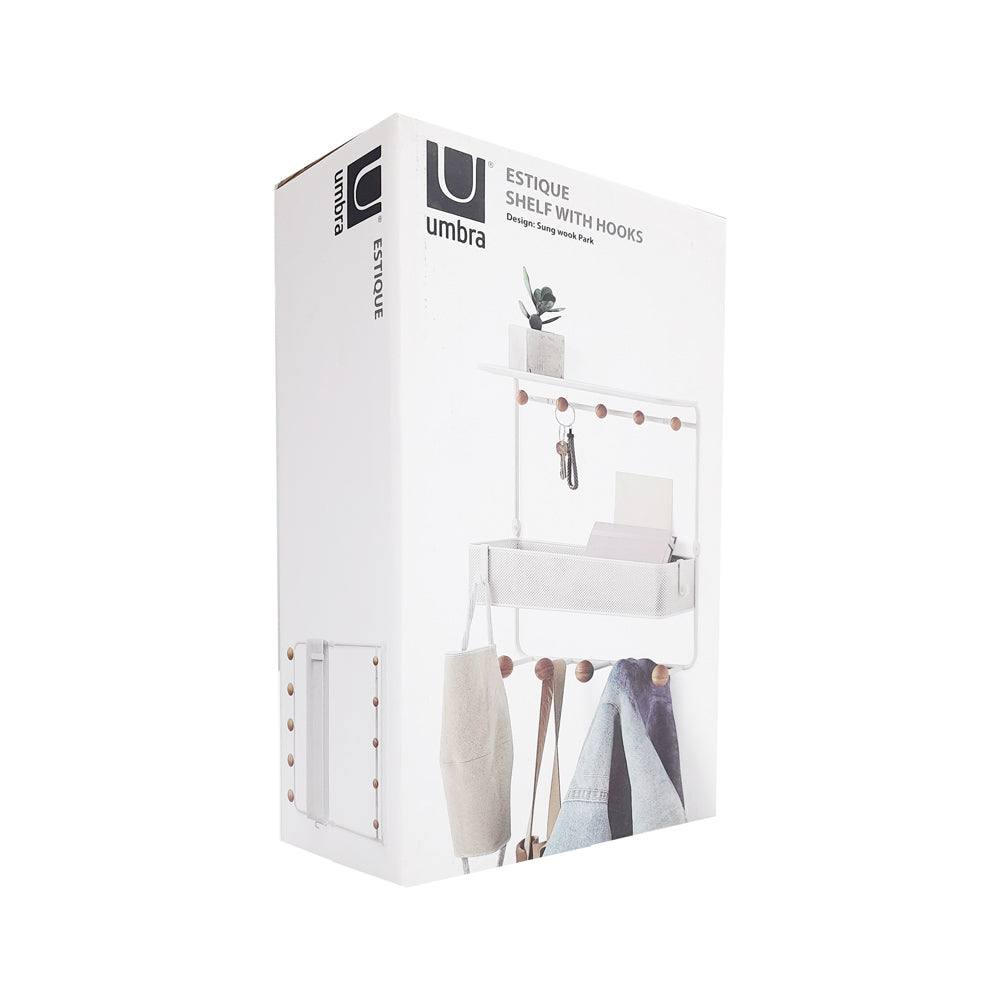 Estique Wall Shelf With Hooks - White - Image 8
