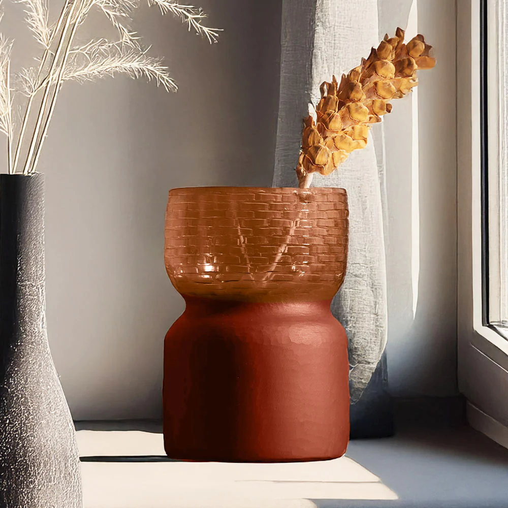 Estonia Dual-Toned Glass Vase Medium - Terracotta - Image 2