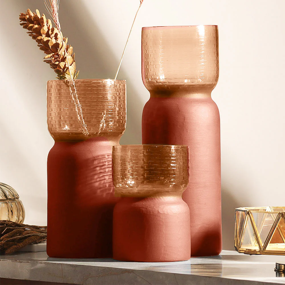 Estonia Dual-Toned Glass Vase Medium - Terracotta - Image 5