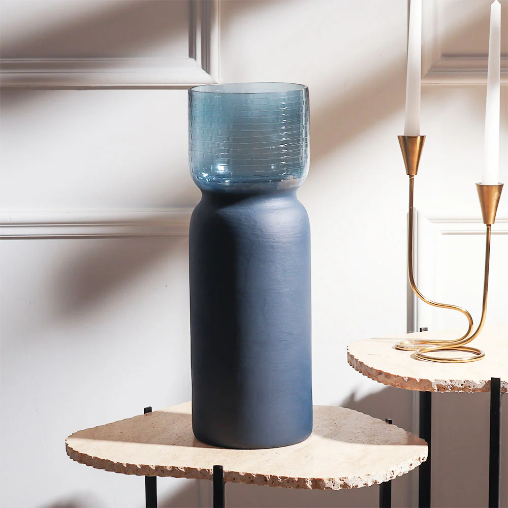 Estonia Dual-Toned Glass Vase XL - Cobalt - Image 4