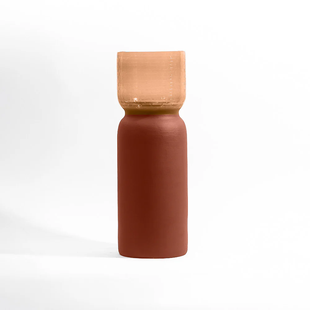 Estonia Dual-Toned Glass Vase XL - Terracotta - Image 3