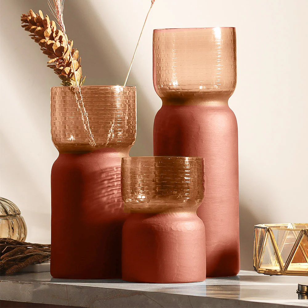 Estonia Dual-Toned Glass Vase XL - Terracotta - Image 4