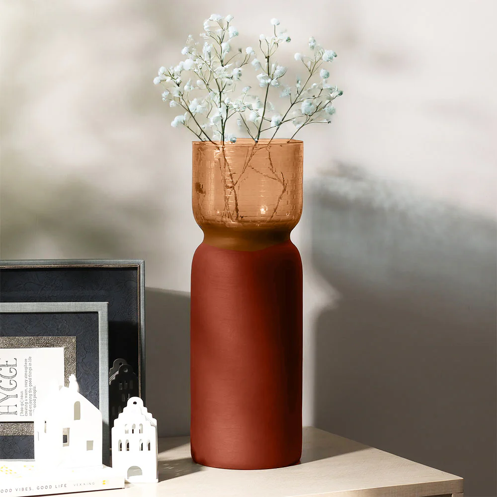 Estonia Dual-Toned Glass Vase XL - Terracotta - Image 5
