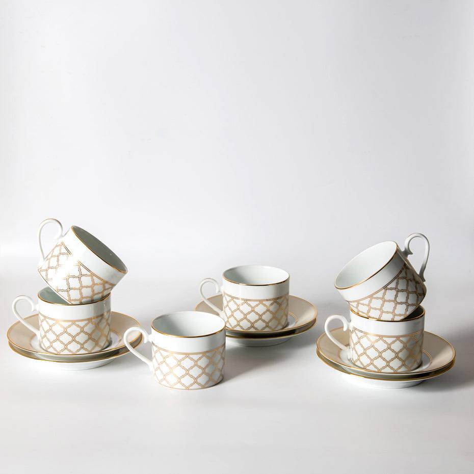 Eternal Palace 12-piece Porcelain Tea Set - Gold - Image 3