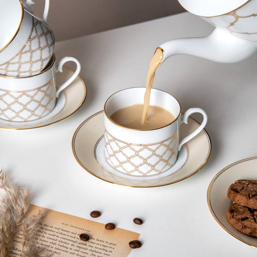 Eternal Palace 12-piece Porcelain Tea Set - Gold - Image 4