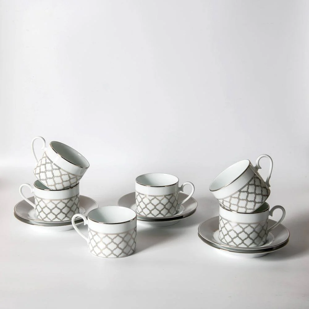 Eternal Palace 12-piece Porcelain Tea Set - Platinum - Image 4