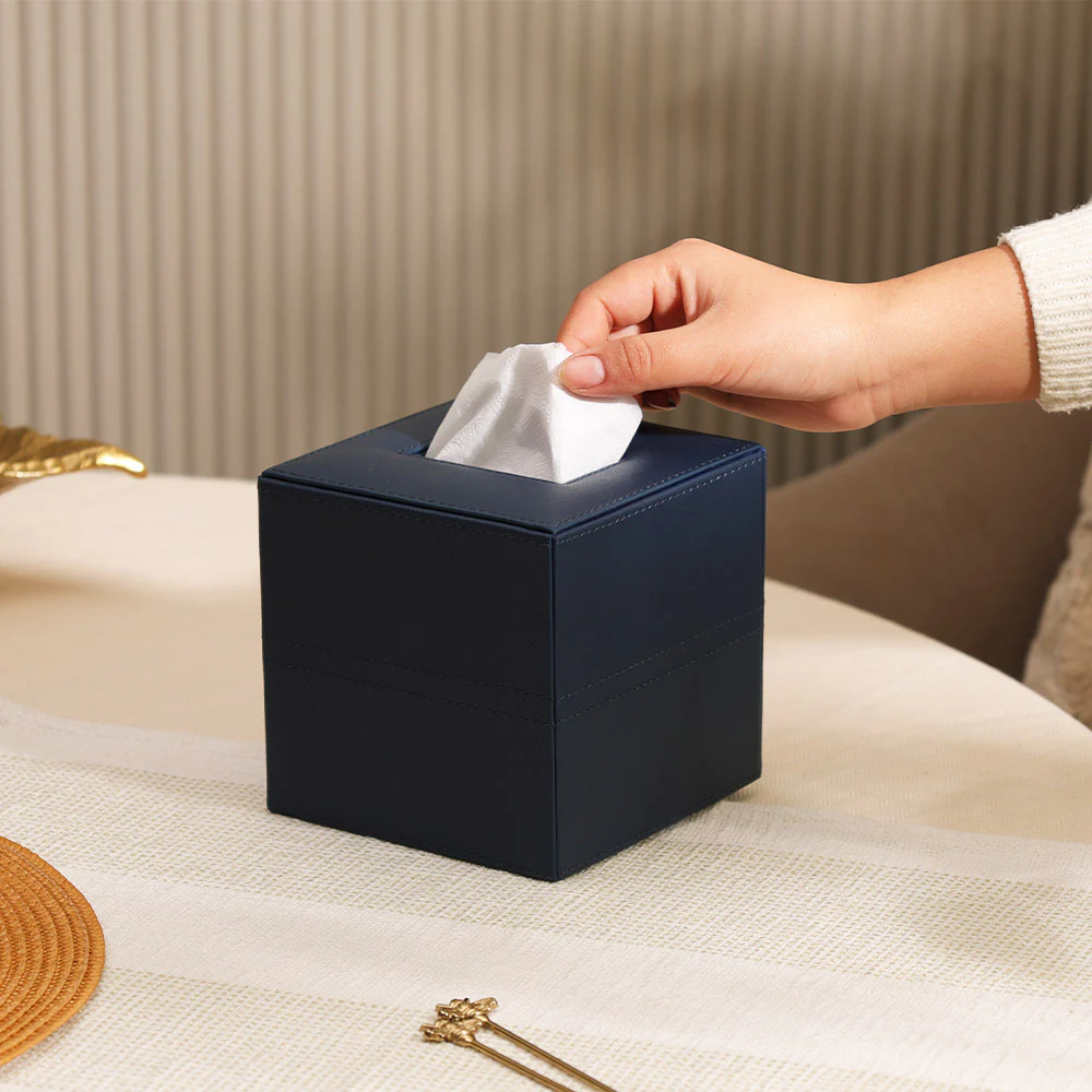 Etna Square Tissue Box Holder - Navy - Image 2