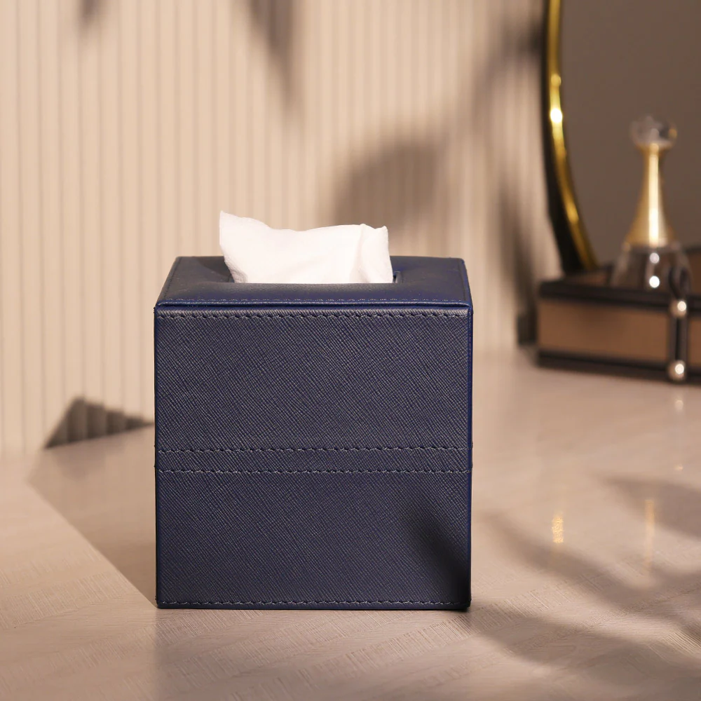Etna Square Tissue Box Holder - Navy - Image 4