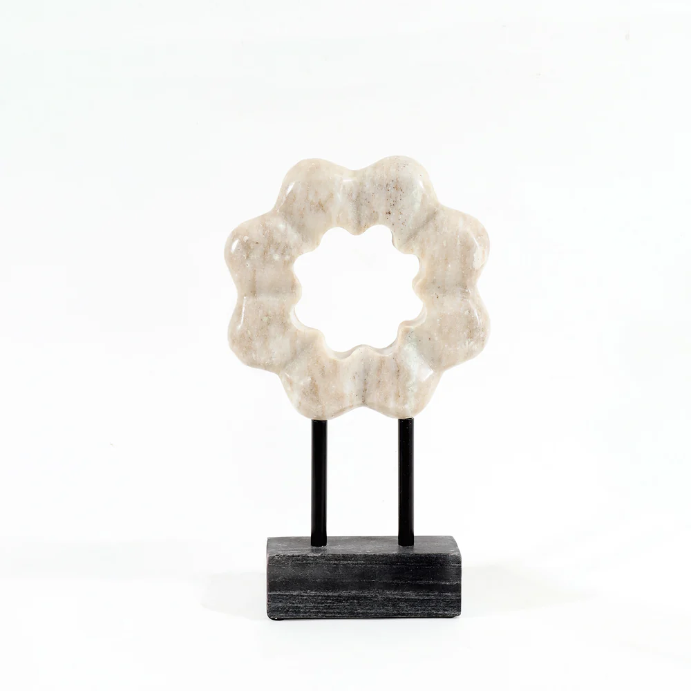 Etoile Marble Sculpture Medium - Beige Black - Image 5
