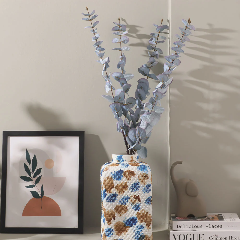 Eucalyptus Leaves Faux Stem - Sky Blue - Image 4