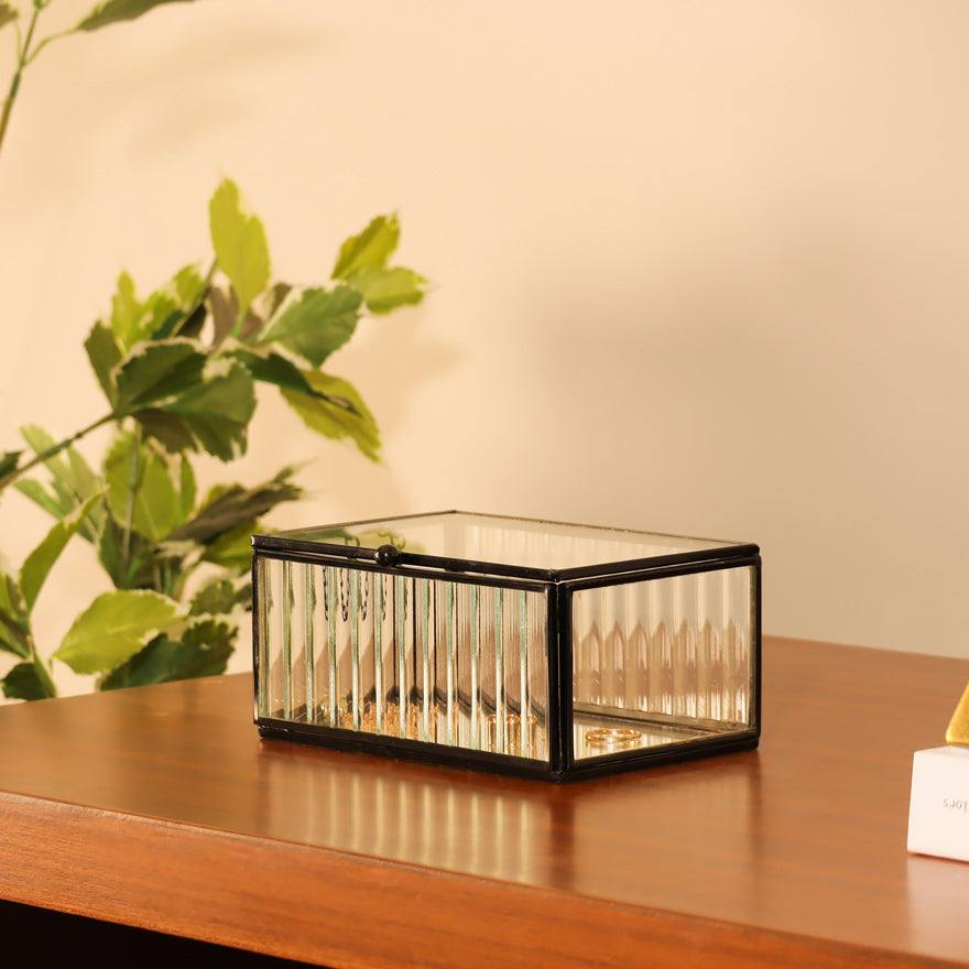Eva Glass Jewellery Box Medium - Black - Image 2