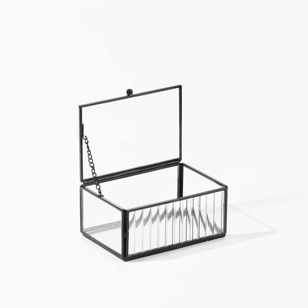 Eva Glass Jewellery Box Medium - Black - Image 3