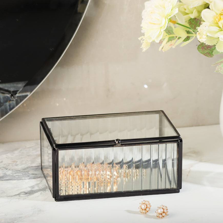 Eva Glass Jewellery Box Medium - Black - Image 4