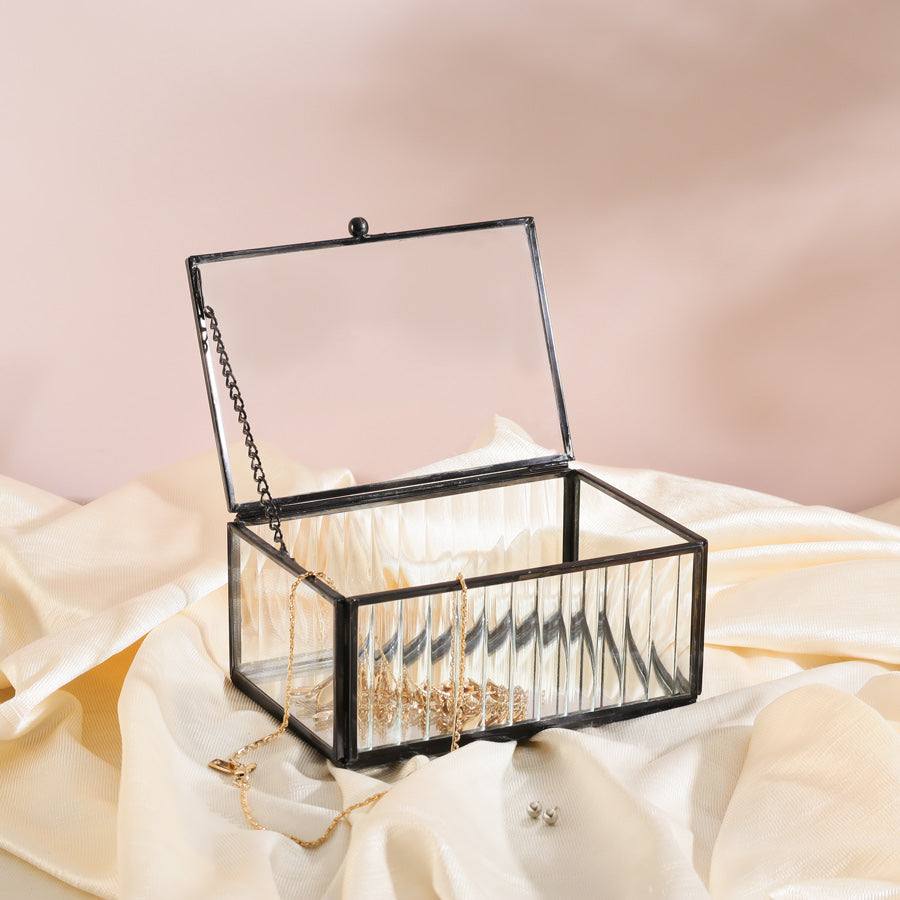 Eva Glass Jewellery Box Medium - Black - Image 5