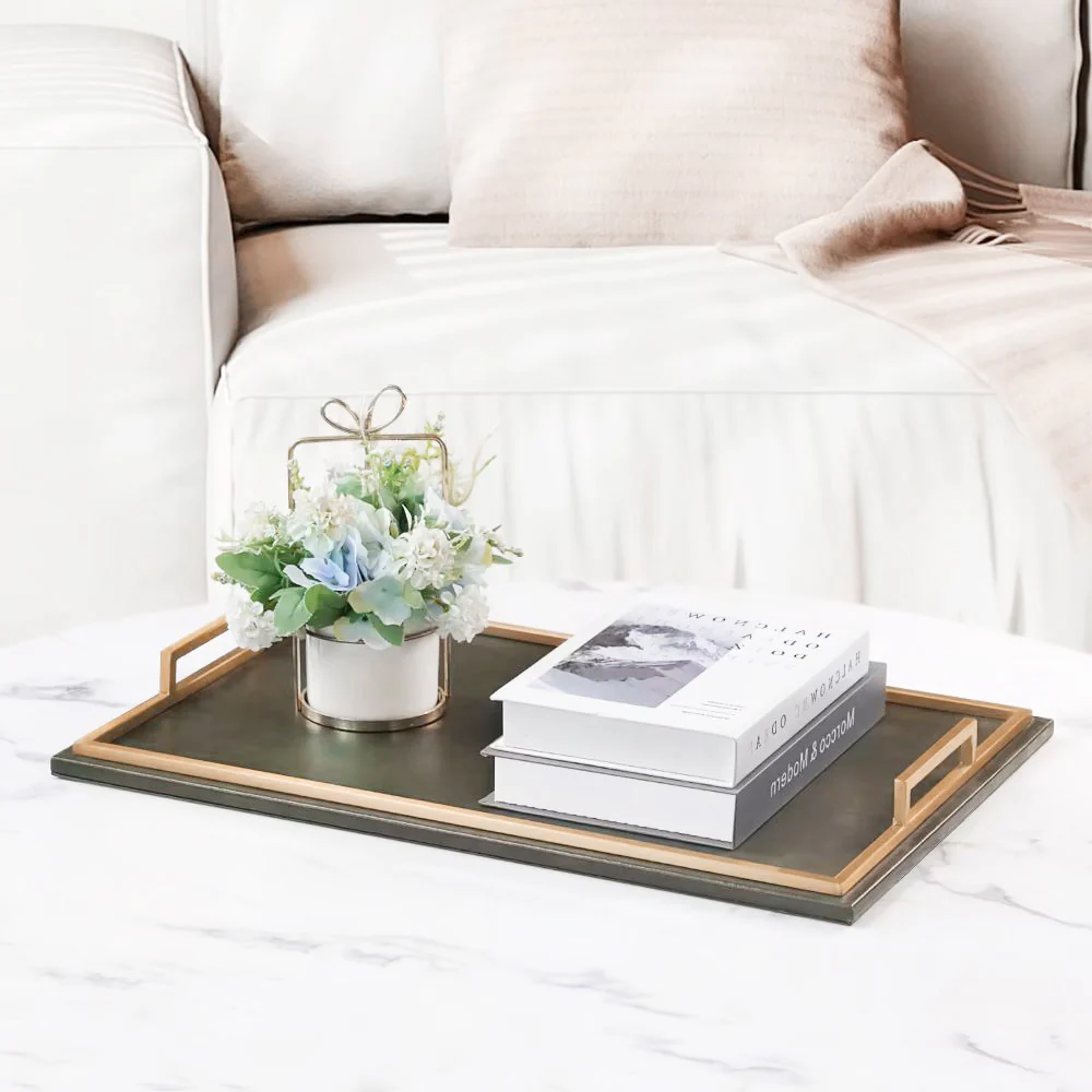 Everly Serving Tray - Dark Grey & Dull Gold - Image 2
