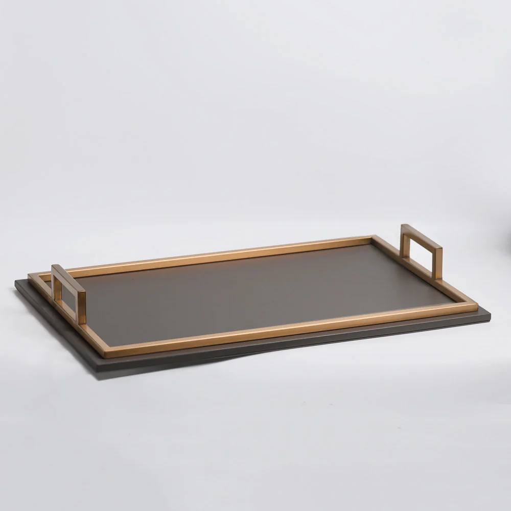 Everly Serving Tray - Dark Grey & Dull Gold - Image 5