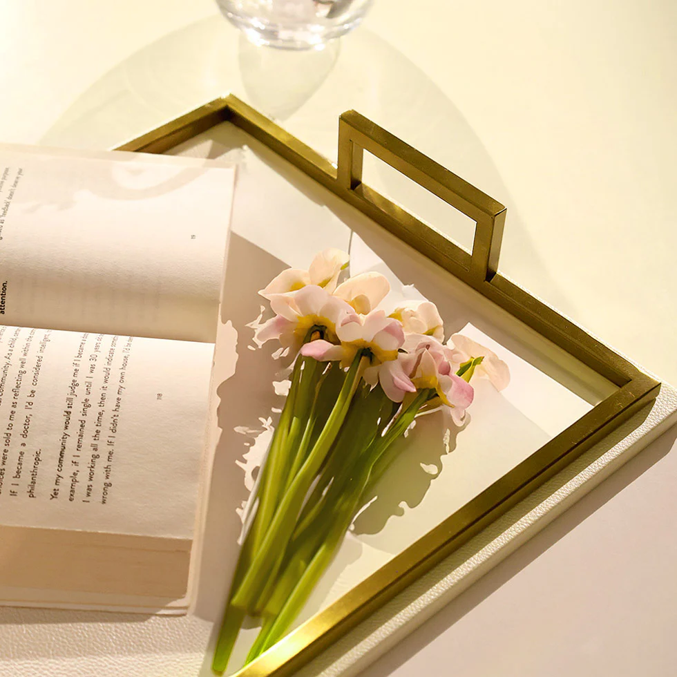 Everly Serving Tray - Ivory & Dull Gold - Image 2