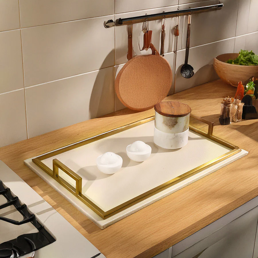 Everly Serving Tray - Ivory & Dull Gold - Image 3