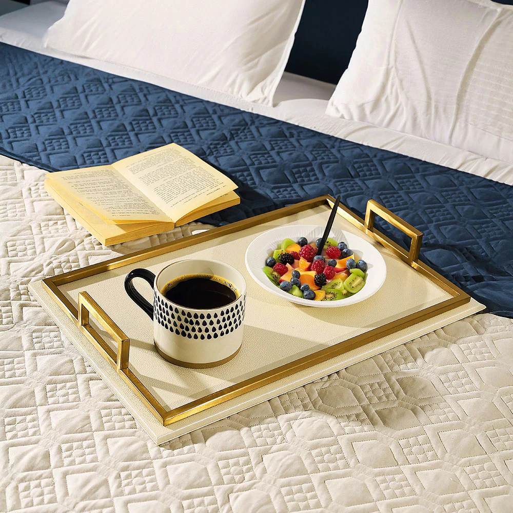 Everly Serving Tray - Ivory & Dull Gold - Image 4
