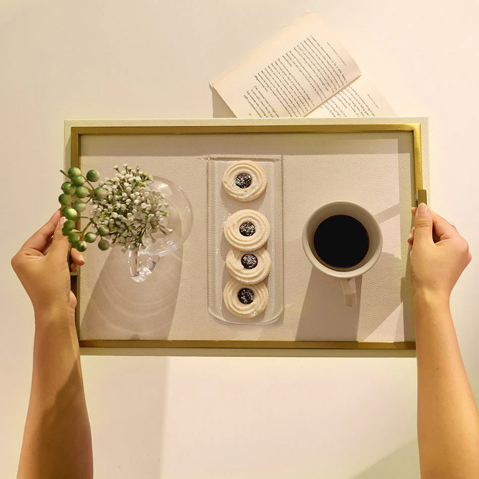 Everly Serving Tray - Ivory & Dull Gold - Image 5