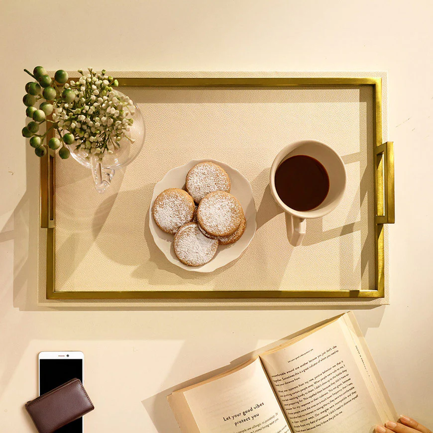 Everly Serving Tray - Ivory & Dull Gold - Image 6