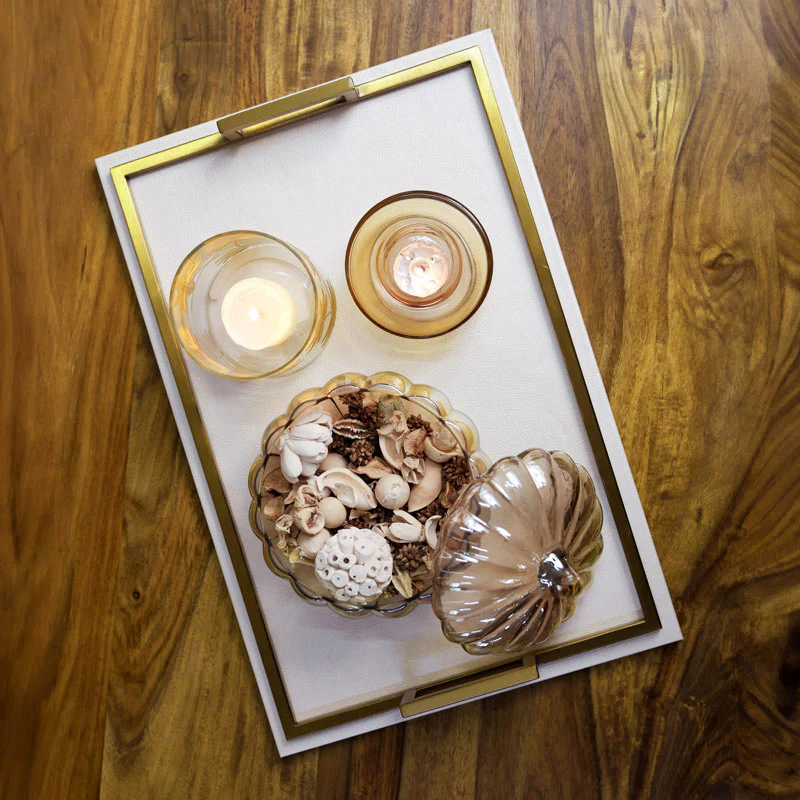 Everly Serving Tray - Ivory & Dull Gold - Image 7