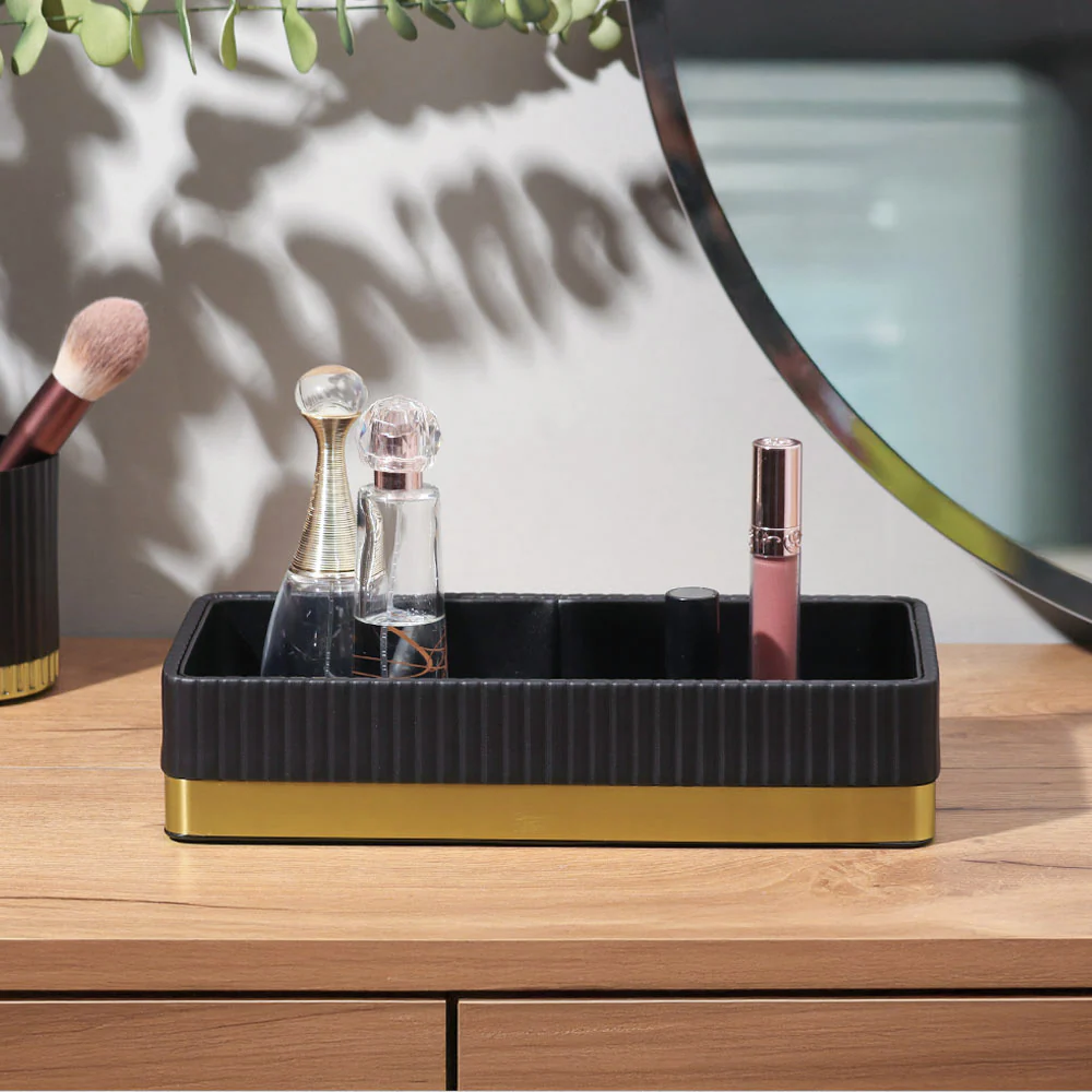 Everly Valet Tray - Black & Gold