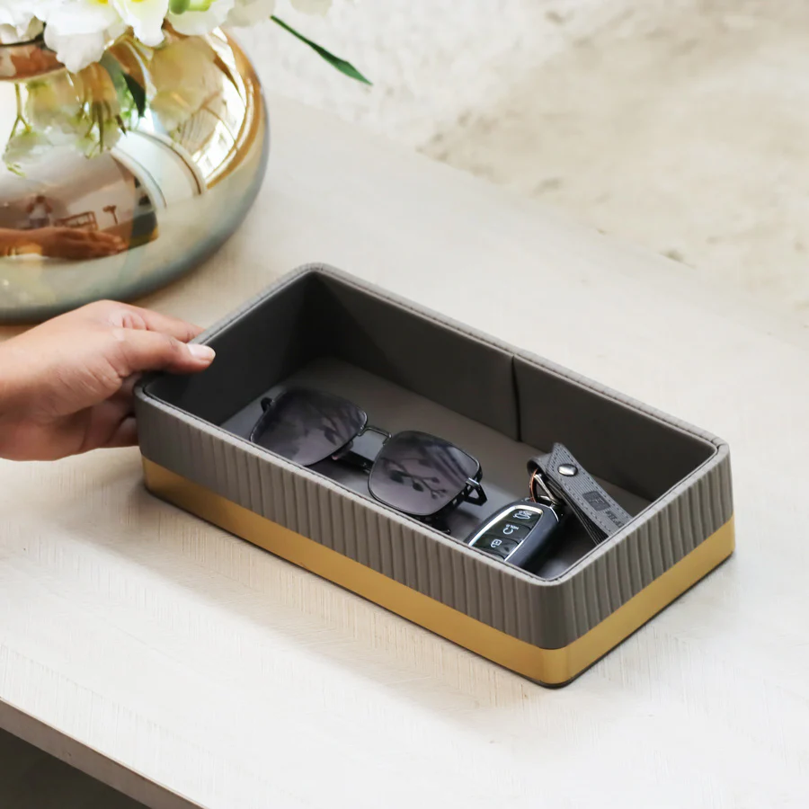 Everly Valet Tray - Dark Grey & Gold - Image 6