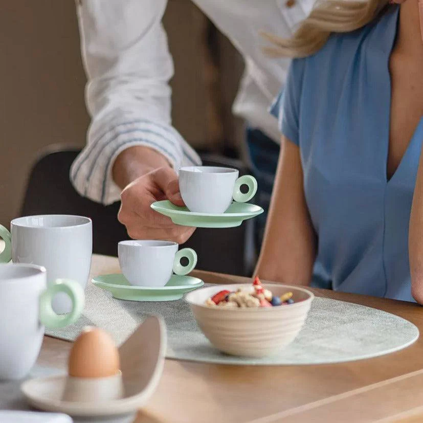 Everyday Espresso Cups with Saucer, Set of 2 - Green