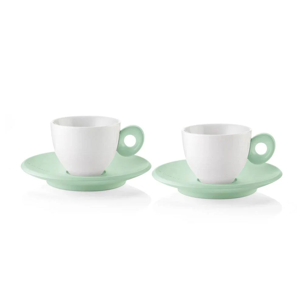 Everyday Espresso Cups with Saucer, Set of 2 - Green - Image 3
