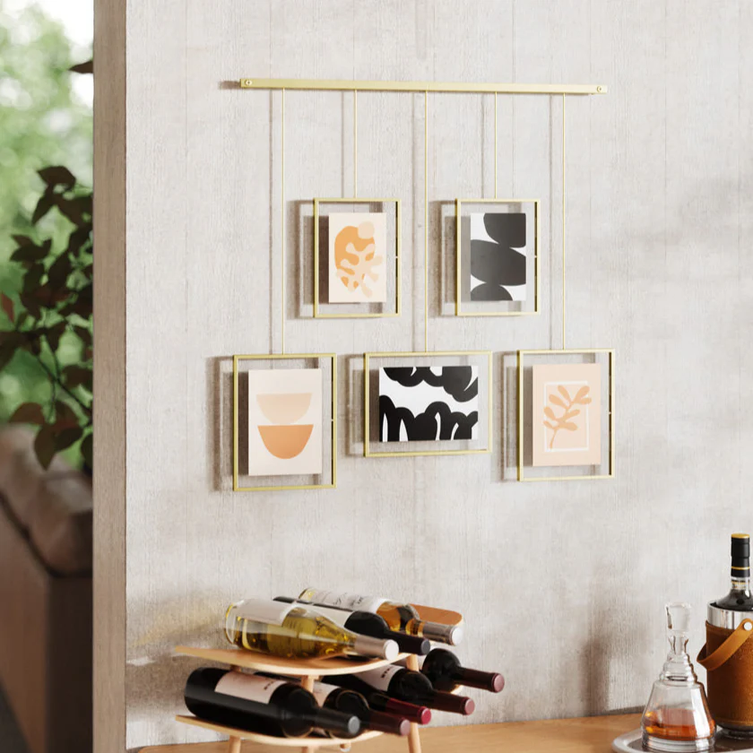 Exhibit Photo Display, Set of 5 - Brass