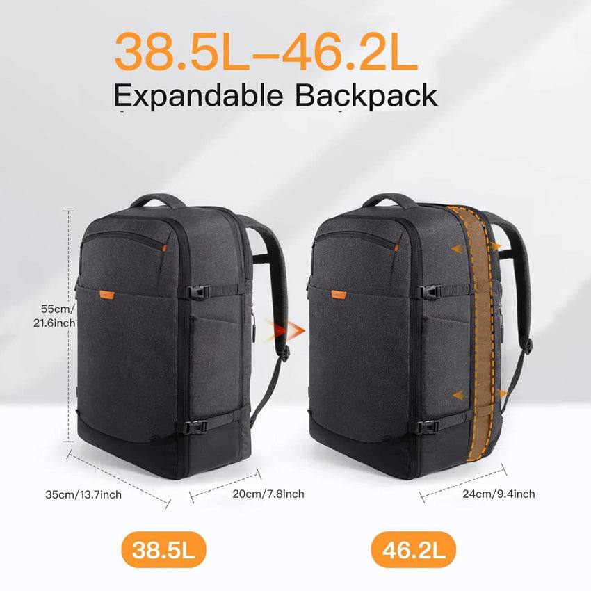 Expandable Travel Backpack 46L - Black - Image 3