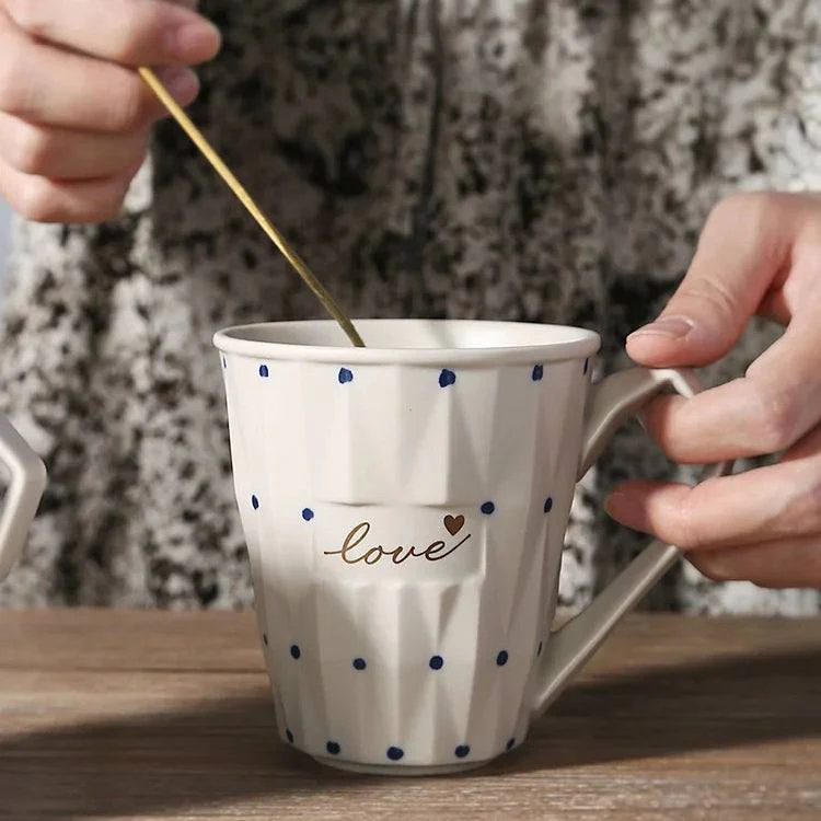 Faceted Ceramic Coffee Mug - Love