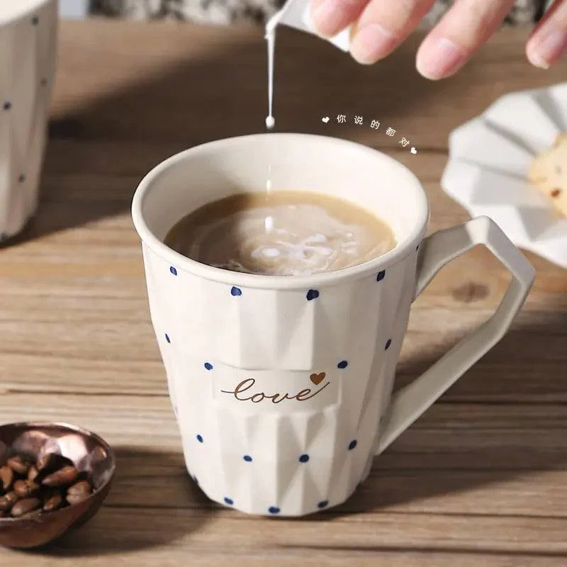 Faceted Ceramic Coffee Mug - Love - Image 2