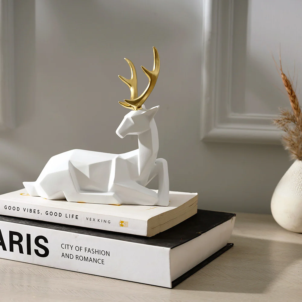 Faceted Sitting Antler Decorative Sculpture - White - Image 2