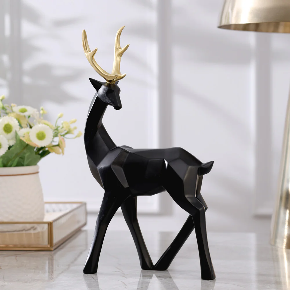 Faceted Standing Antler Decorative Sculpture - Black - Image 8
