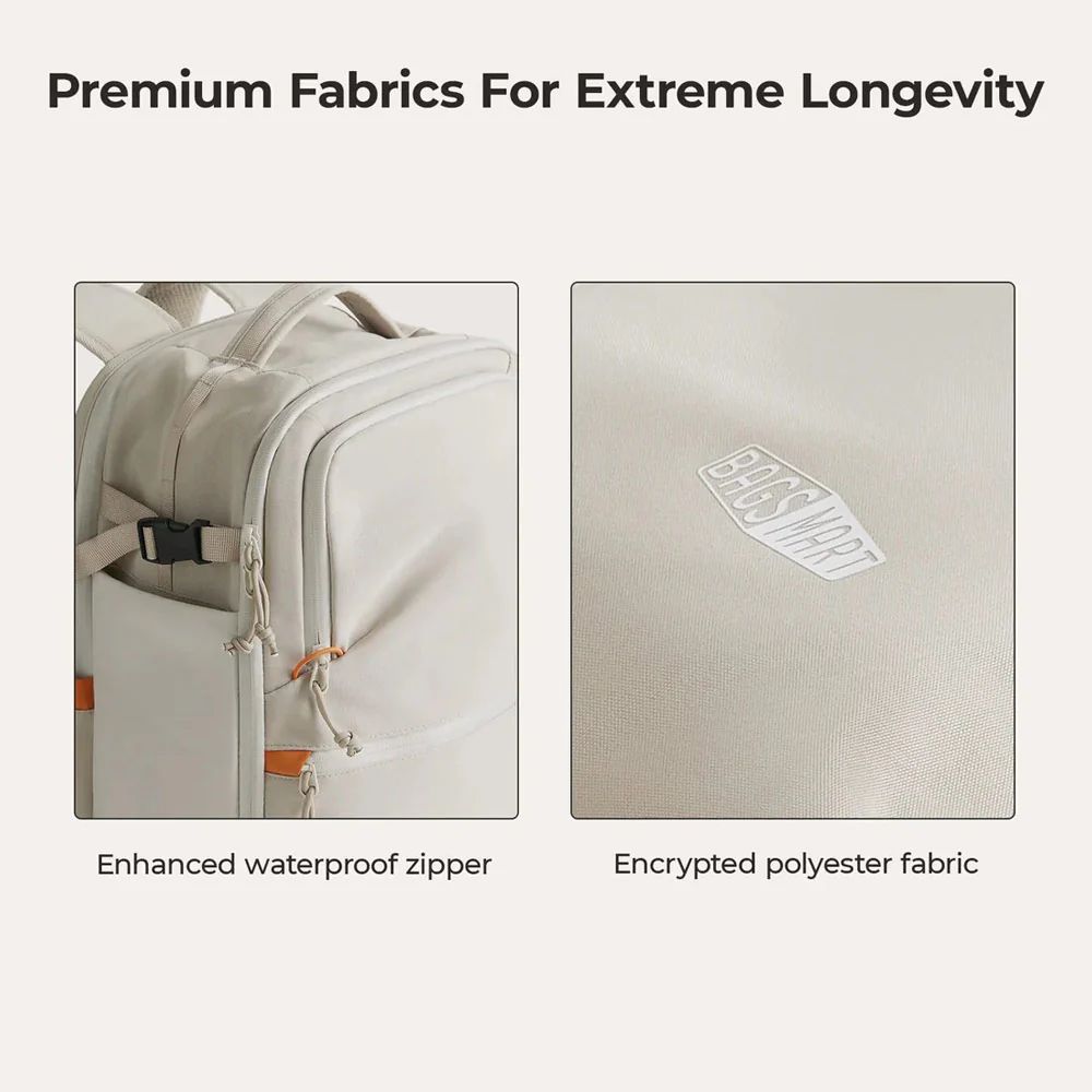 Faro Travel Backpack With Pouch - Off White - Image 12