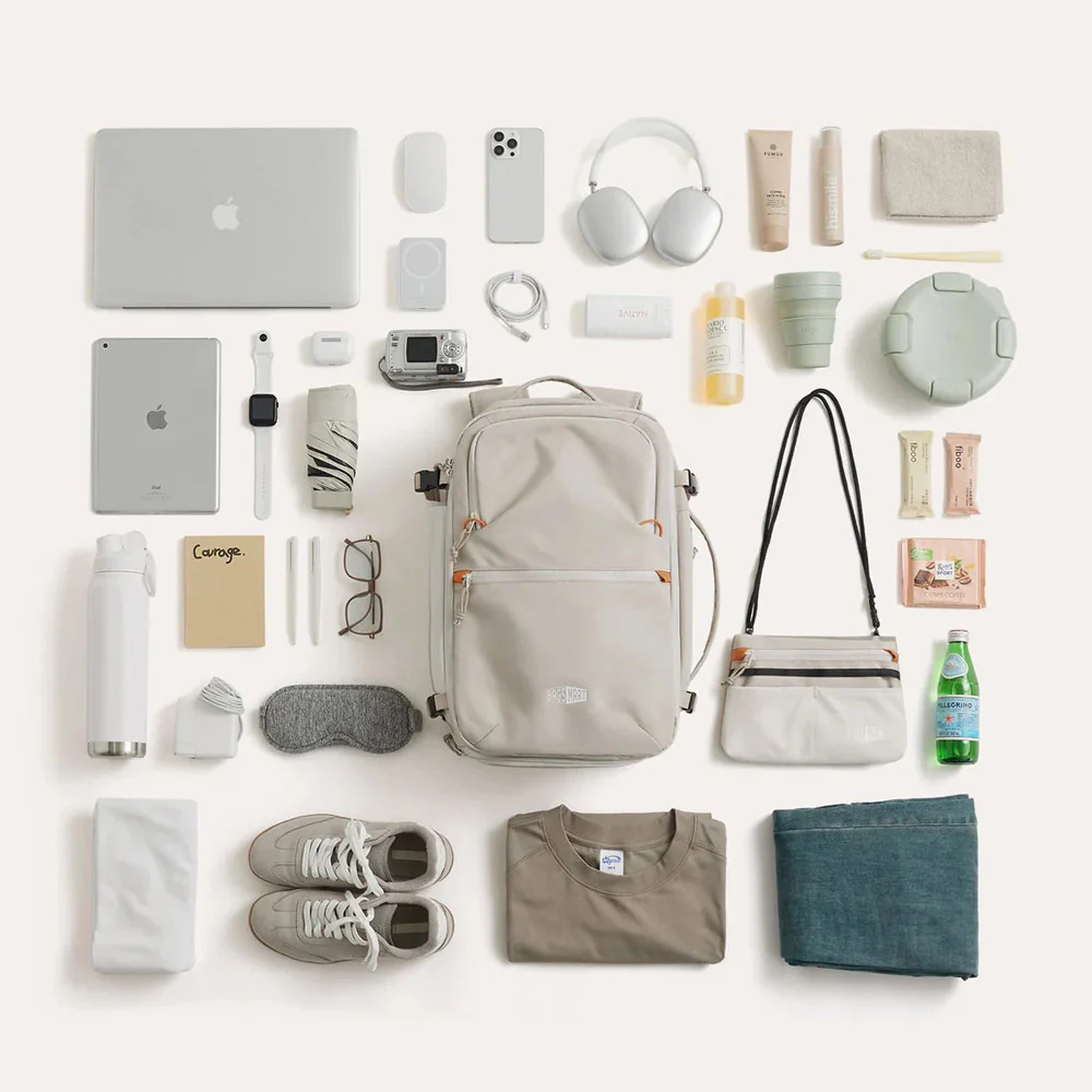 Faro Travel Backpack With Pouch - Off White - Image 2