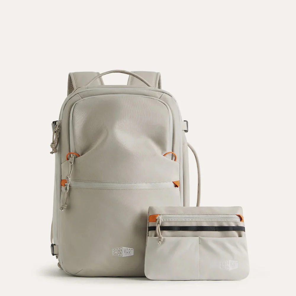 Faro Travel Backpack With Pouch - Off White - Image 3