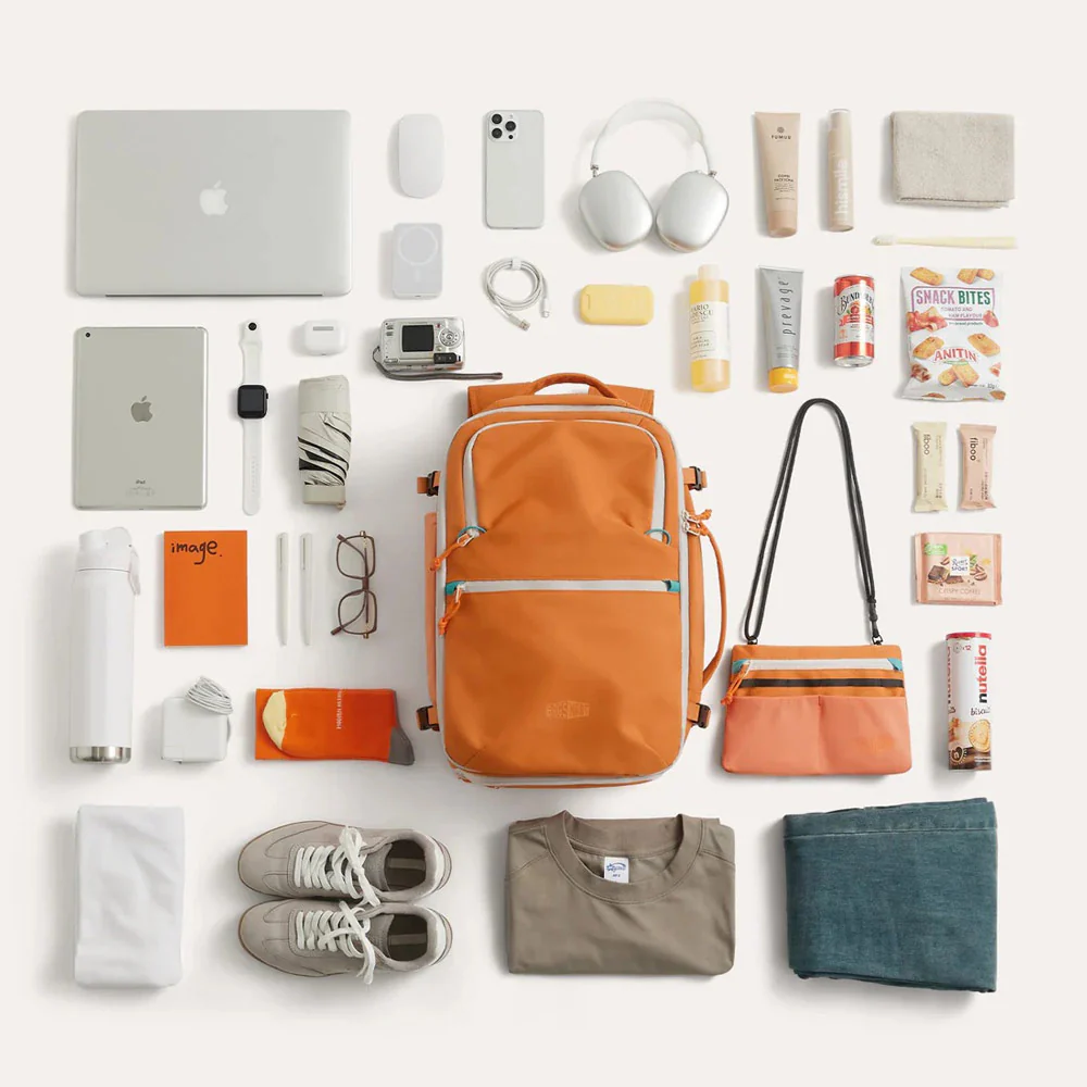 Faro Travel Backpack With Pouch - Rust Orange - Image 4